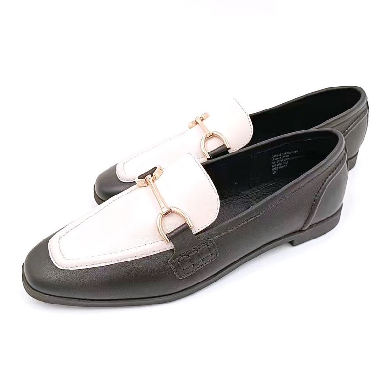 Sapatos de Loafer Casual para Mulheres com Sola de Borracha Preto Branco