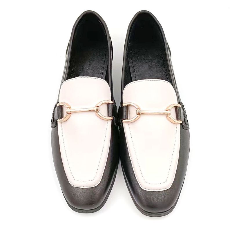 Sapatos de Loafer Casual para Mulheres com Sola de Borracha Preto Branco