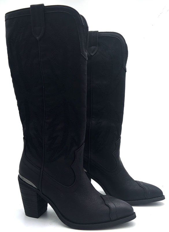 Sapatos de salto alto, botas de inverno, botas femininas com fecho.