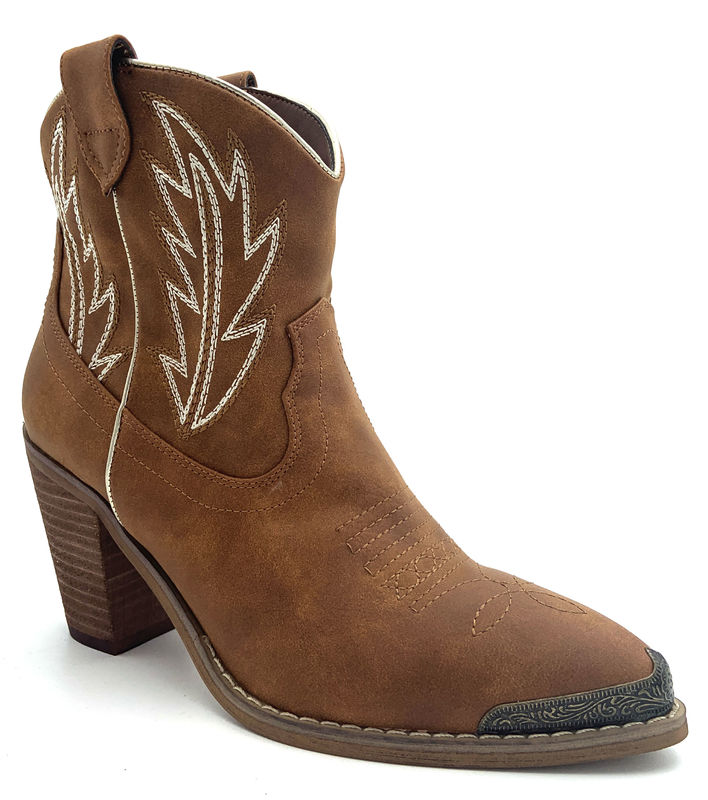 Botas de tornozelo feminino de altura média com calcanhar alto