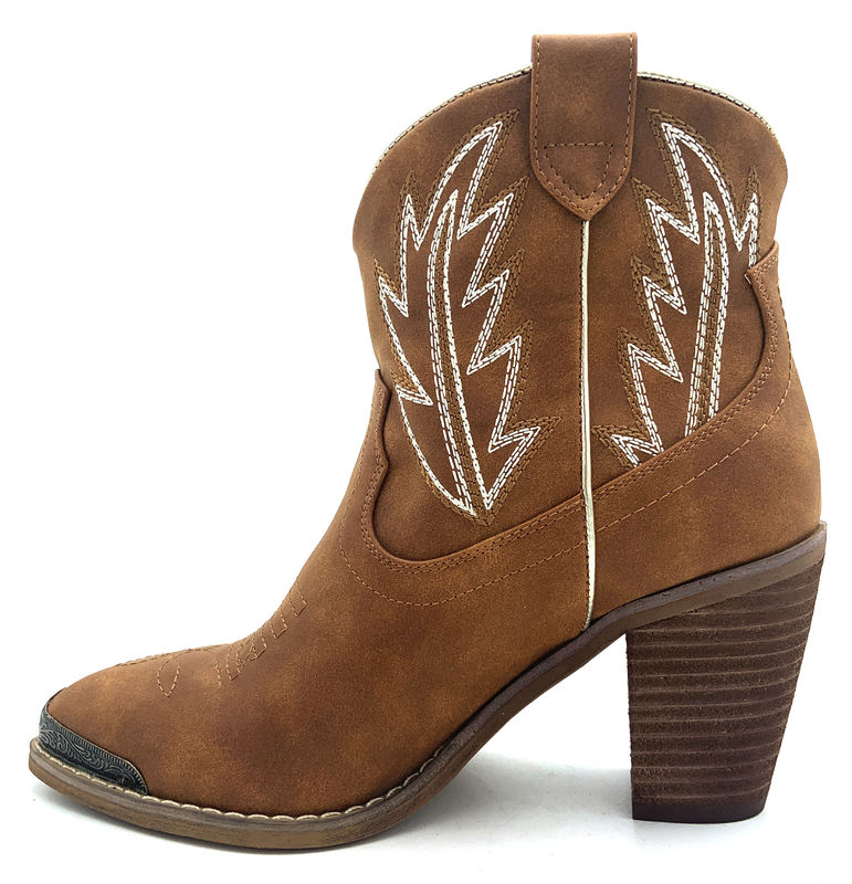 Botas de tornozelo feminino de altura média com calcanhar alto