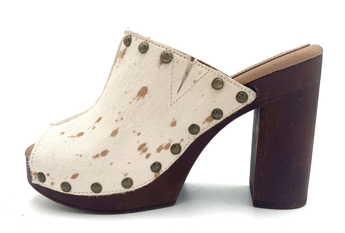 Stiletto de padrão sólido Mules de pé fechado com salto alto 3 polegadas 4,5 polegadas
