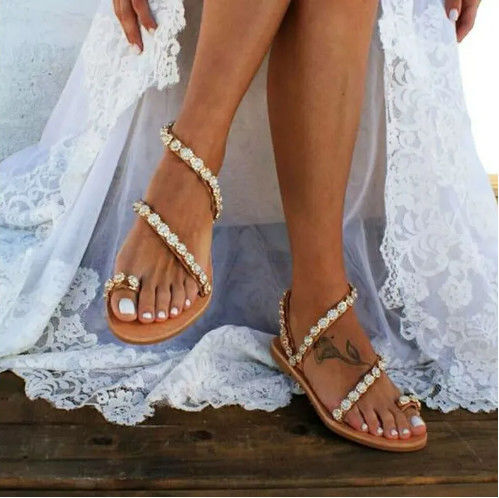 Soluça de borracha Feminino Sapatos de Verão Flat Open Toe With Buckle Closure Tipo